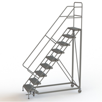 Safety Slope Rolling Ladder, 9 Steps, Serrated, 50° Incline, 90" High PB Rental Co. Ltd.