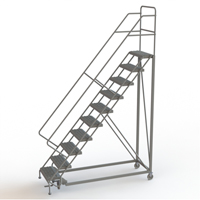 Safety Slope Rolling Ladder, 10 Steps, Serrated, 50° Incline, 100" High PB Rental Co. Ltd.