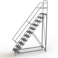 Safety Slope Rolling Ladder, 11 Steps, Serrated, 50° Incline, 110" High PB Rental Co. Ltd.