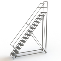 Safety Slope Rolling Ladder, 14 Steps, Serrated, 50° Incline, 140" High PB Rental Co. Ltd.