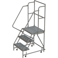 Escabeaux roulants &agrave; dessus profond, 3 marches, Largeur de la marche 16", Hauteur de la plateforme 30", Acier PB Rental Co. Ltd.