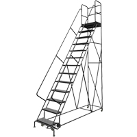 Escabeaux roulants &agrave; dessus profond, 13 marches, Largeur de la marche 24", Hauteur de la plateforme 130", Acier PB Rental Co. Ltd.