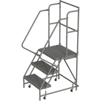 Deep Top Step Rolling Ladder, 3 Steps, 16" Step Width, 30" Platform Height, Steel PB Rental Co. Ltd.