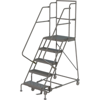 Deep Top Step Rolling Ladder, 5 Steps, 16" Step Width, 50" Platform Height, Steel PB Rental Co. Ltd.