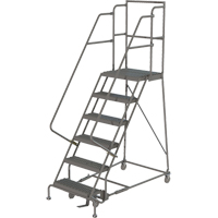 Deep Top Step Rolling Ladder, 6 Steps, 16" Step Width, 60" Platform Height, Steel PB Rental Co. Ltd.
