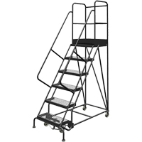 Deep Top Step Rolling Ladder, 6 Steps, 24" Step Width, 60" Platform Height, Steel PB Rental Co. Ltd.