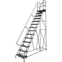 Deep Top Step Rolling Ladder, 14 Steps, 24" Step Width, 140" Platform Height, Steel PB Rental Co. Ltd.