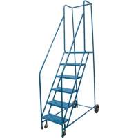 Rolling Step Ladder, 6 Steps, 18" Step Width, 55" Platform Height, Steel PB Rental Co. Ltd.