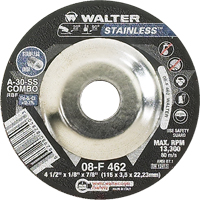 Depressed Centre Grinding Wheels - Stainless Type 27, 4-1/2" x 1/8", 7/8" Arbor, Type 27 PB Rental Co. Ltd.