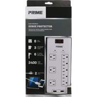 Limiteurs de surtension avec chargeur USB, 8 Prises, 2400 J, 1875 W, Cordon 6' PB Rental Co. Ltd.