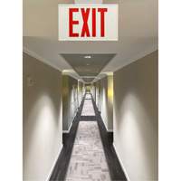 Exit Sign, LED, Battery Operated/Hardwired, 12-1/5" L x 7-1/2" W, English PB Rental Co. Ltd.