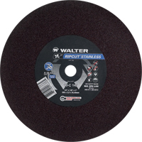 Meule &agrave; tronçonner Ripcut II pour la coupe de l'acier inoxydable sur scies fixes, 14" x 1/8", Arbre de 1", Type 1, Oxyde d'aluminium, 4400 Tr/min PB Rental Co. Ltd.